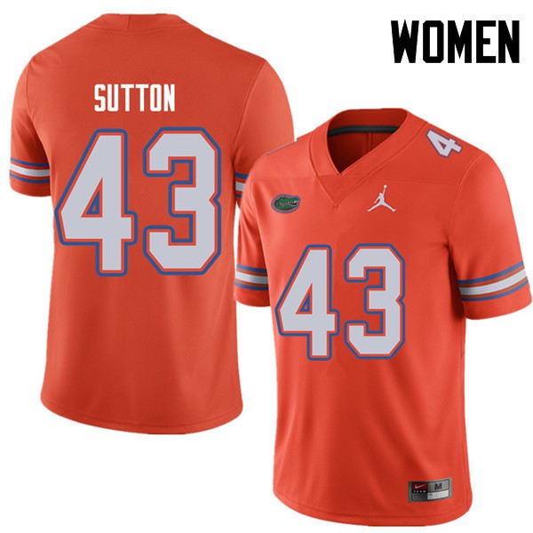 Jordan Brand Women #43 Nicolas Sutton Florida Gators College Football Jersey Orange